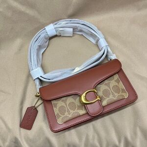 Coach Brown and Tan Signature Crossbody Bag